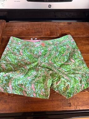 Lilly Pulitzer Green & Pink Printed Bermuda Shorts